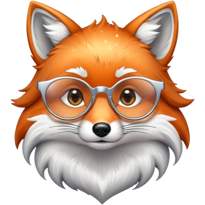 A sad fox with shimmering fur, a glowing tail, a silver star on its forehead, and round glasses, with a single tear rolling down its cheek emoji