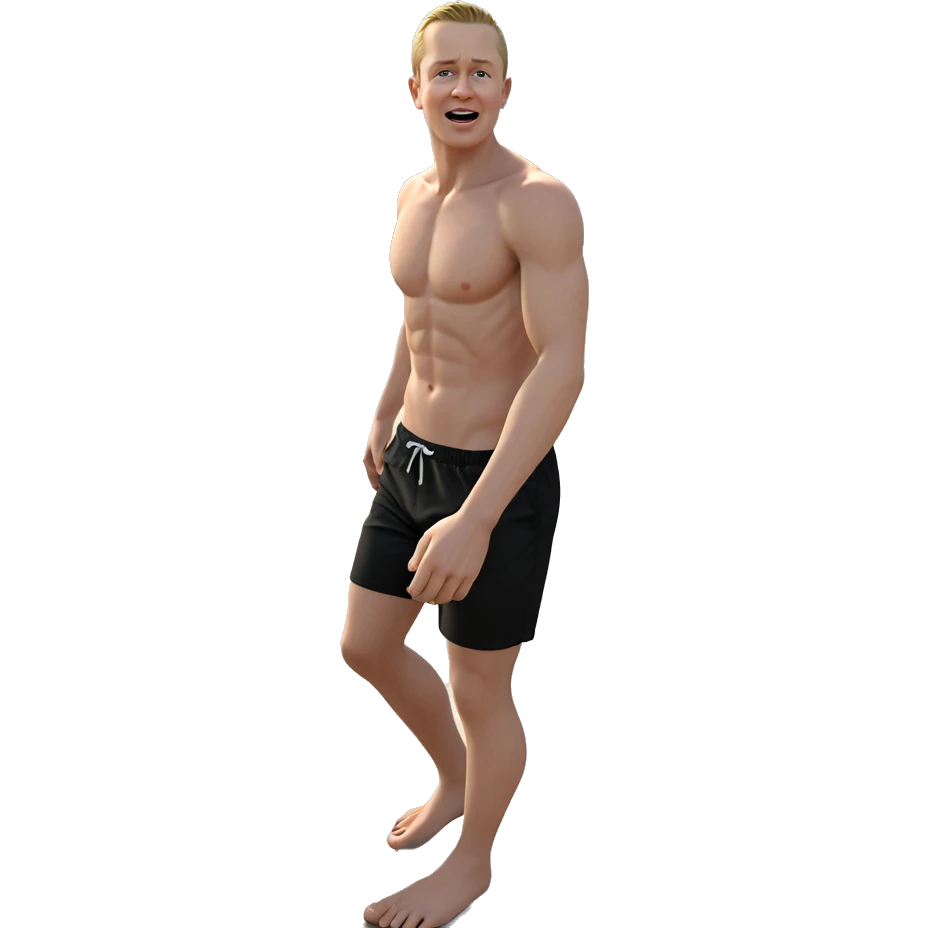 barefoot boy at the beach emoji