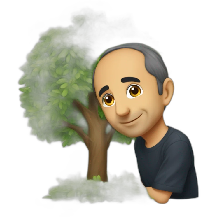 eric zemmour qui fait un calin avec un arbre emoji