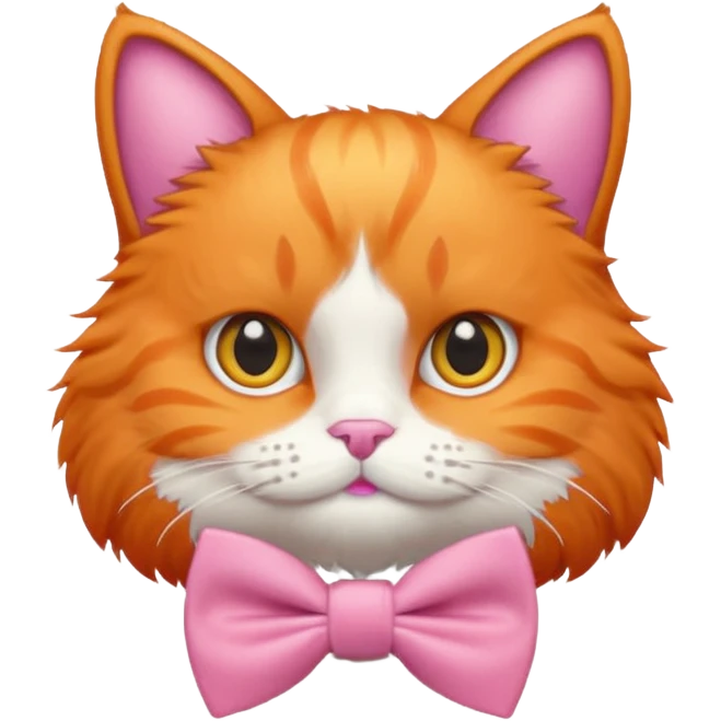 Orange cat wearing pink bowtie emoji