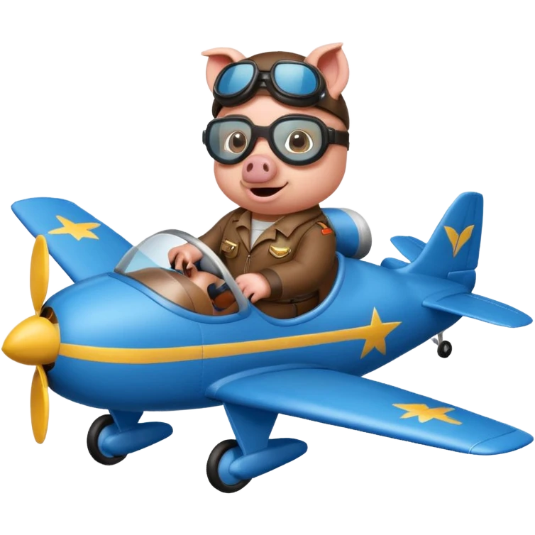 pig pilot riding blue plane emoji