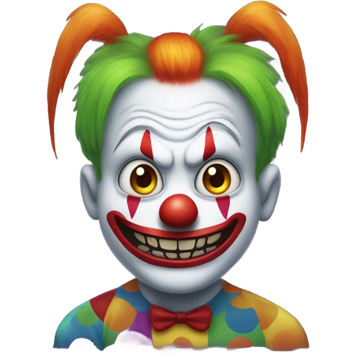 Scary clown with cat on head emoji