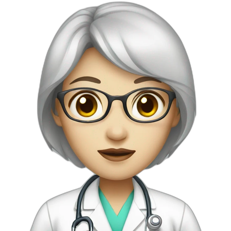 Big-eyed Chinese female doctor in white coat emoji
