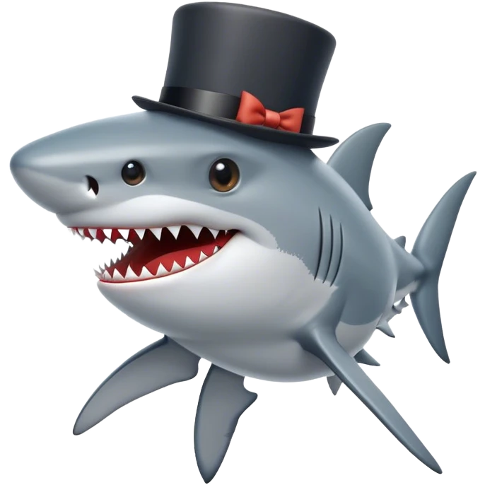 Shark with a top hat emoji