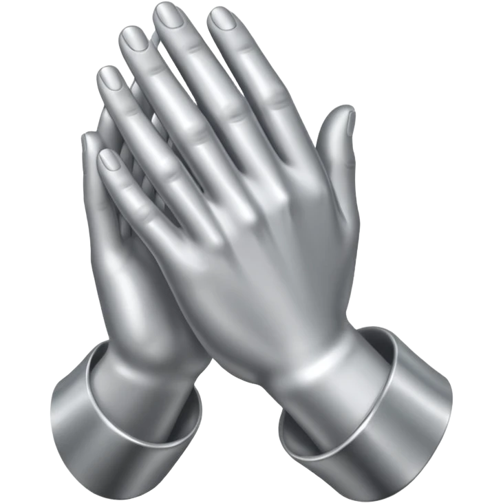 praying metallic hands, realistic proportions emoji