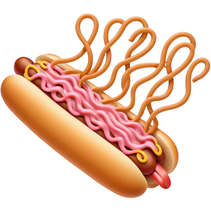 pink hot dog flying spaghetti  emoji