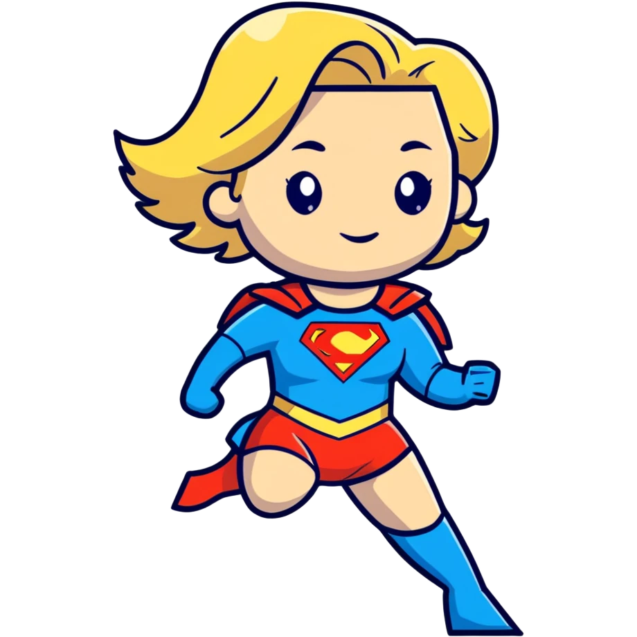 Blond woman superhero with Zoe across her chest emoji