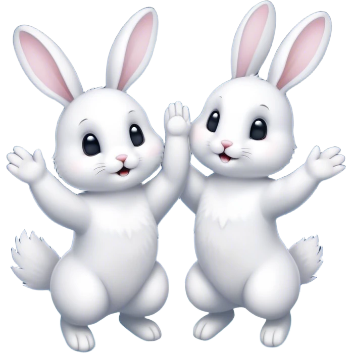 Rabbits high fiving in space emoji