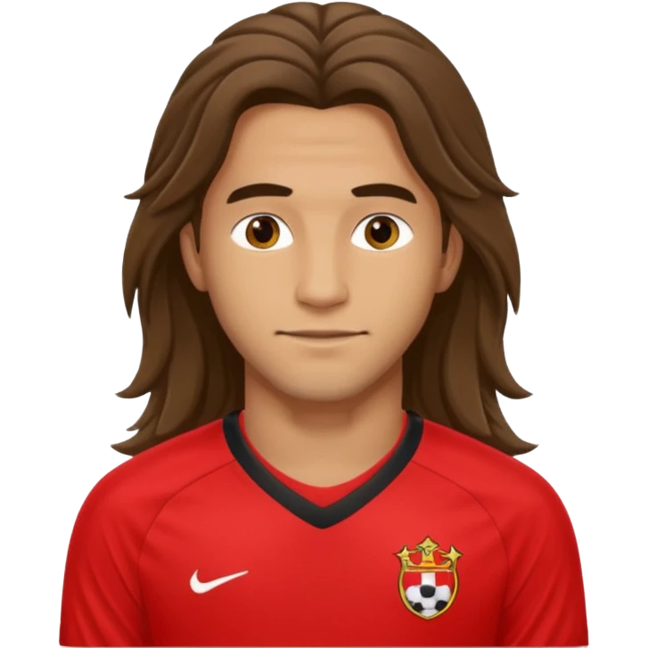 long haired soccer player with red jersey emoji