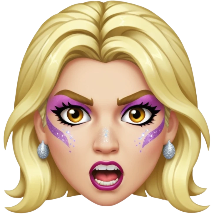 ke$ha with glitter making a snarling fun face emoji
