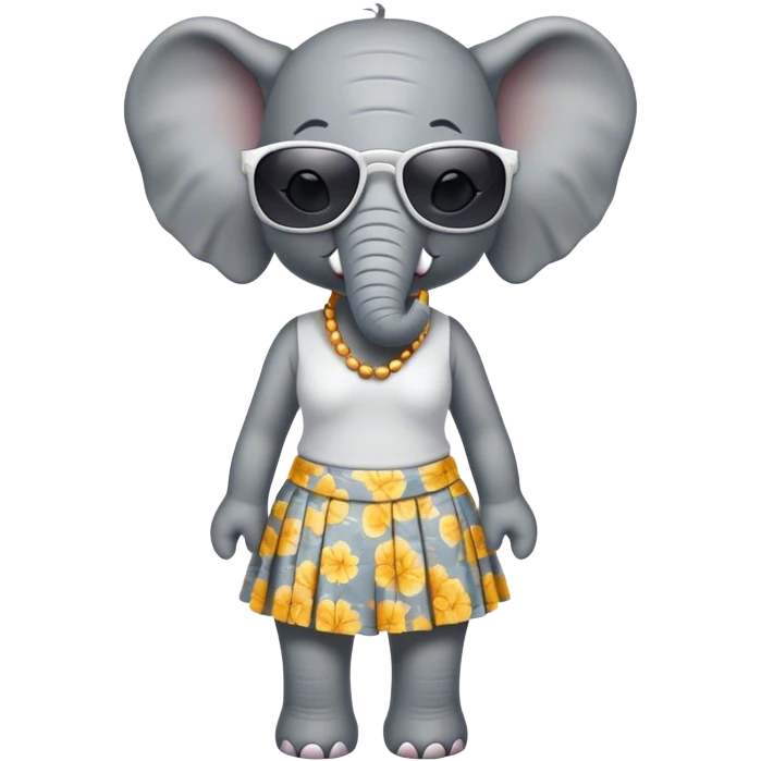 Elephant Wearing sunglasses and skirt￼ emoji