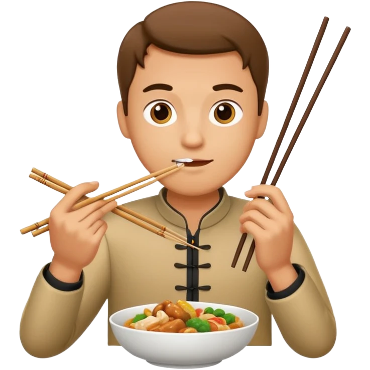 Man eating Chinese food  emoji