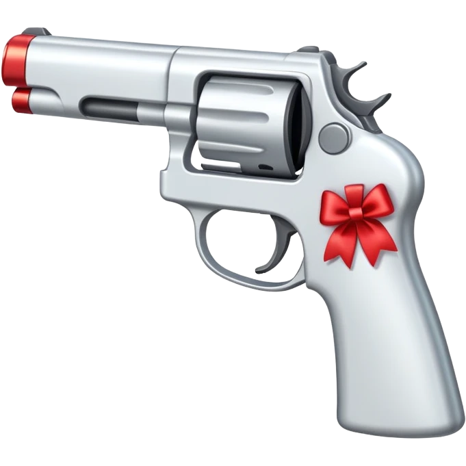 White gun with red bow emoji