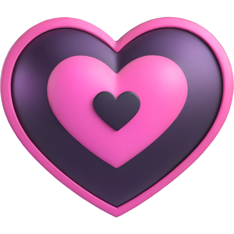 goth sakura heart, black heart with metallic pink sakura, shiny and bold emoji