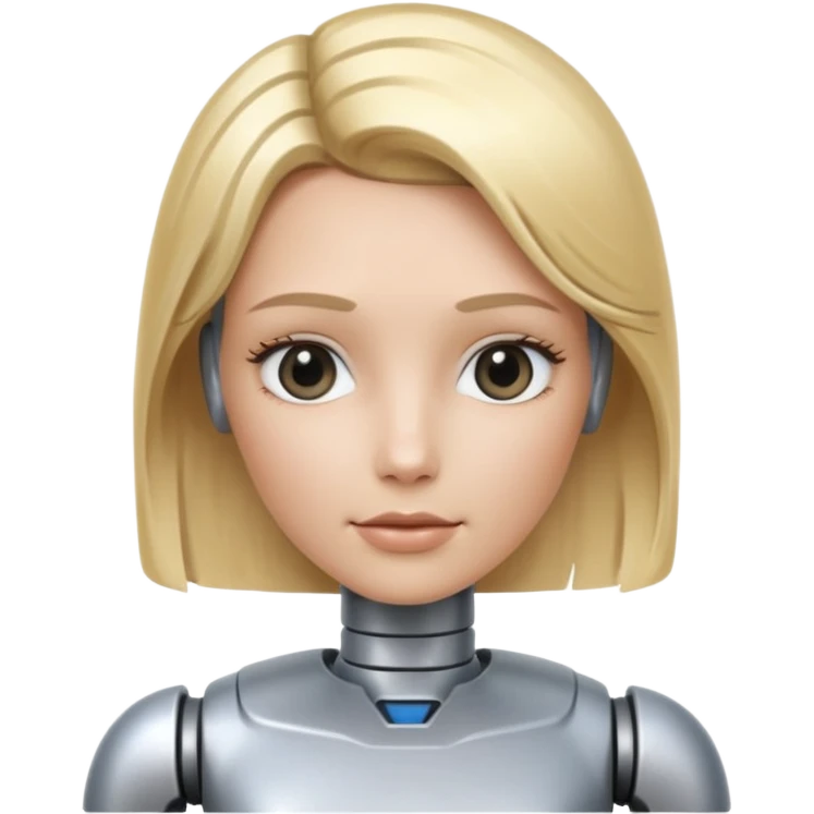 female robot with blond hair more metalic face emoji
