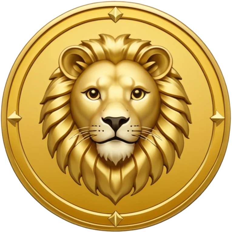 Fais un emoji de pièce d'or ronde avec l'inscription "F" dessus et un lion très détaillé gravé sur la pièce. Le F et le lion doivent être très lisible ainsi que les détails autour de la pièce. Monnaie Fcoins emoji