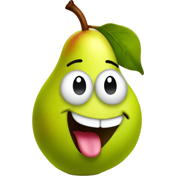 A cute pear with tongue out emoji