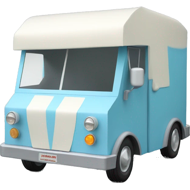 papercraft, pearl-blue ice-cream step van emoji