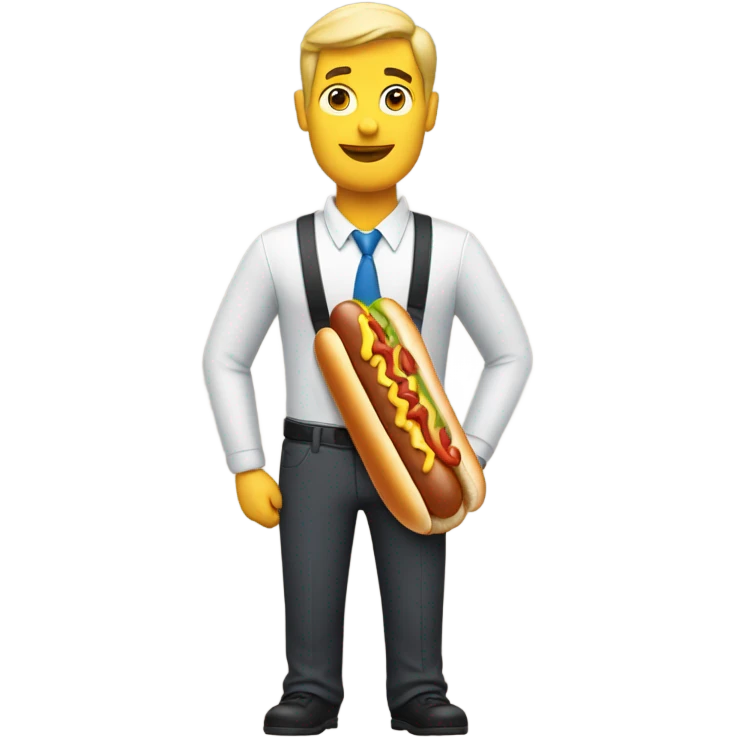 Man with hot dog coming out of waist  emoji