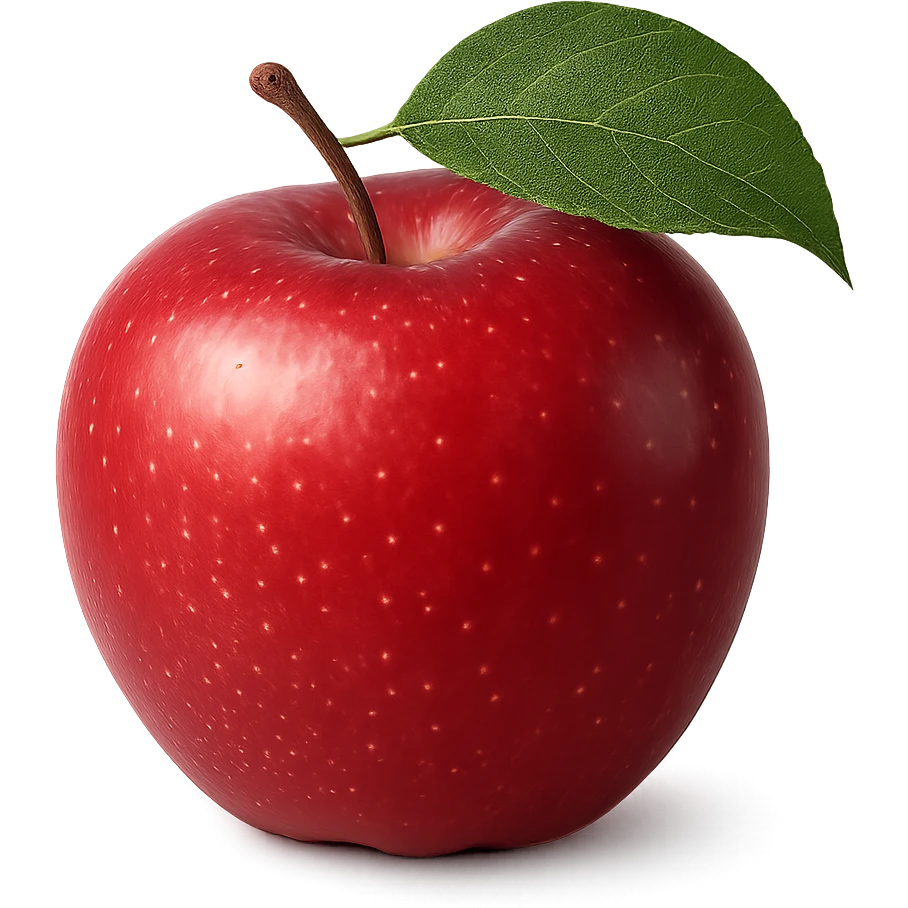 realistic red apple with a leaf, no background emoji