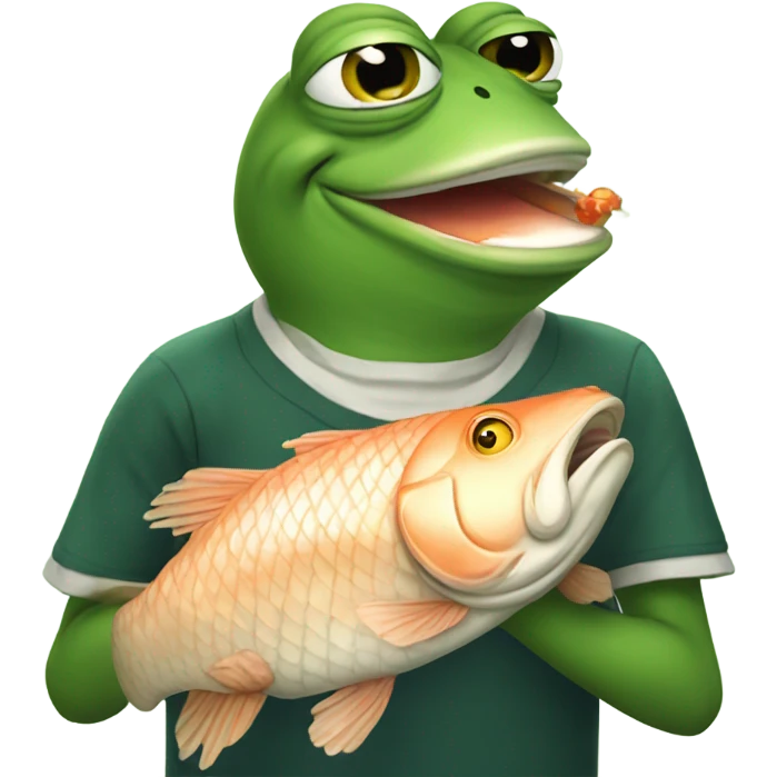Pepe the frog eating carp emoji