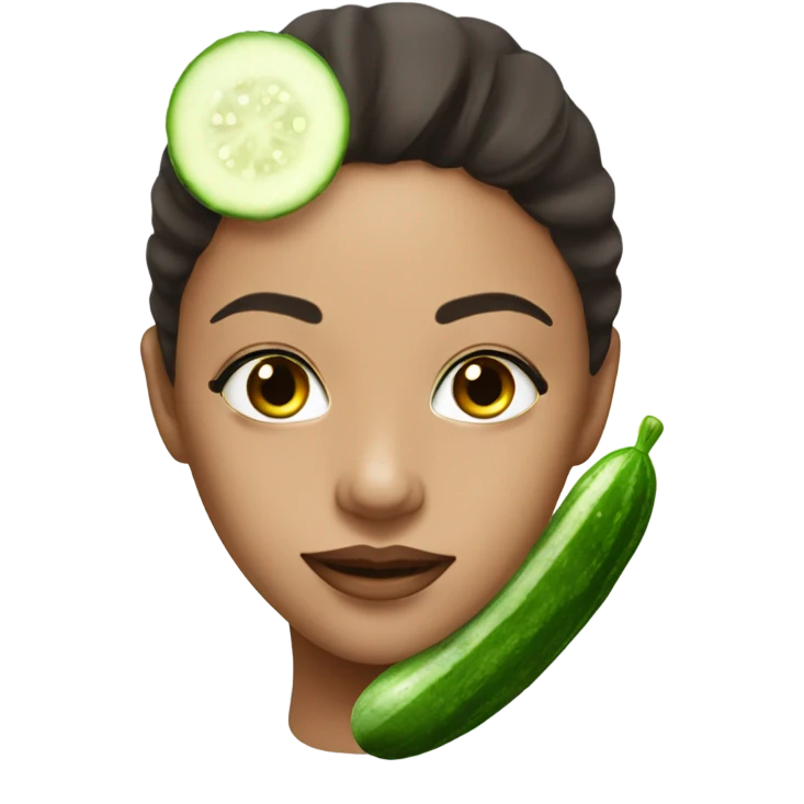 beautiful girl with a cucumber mask on her face emoji