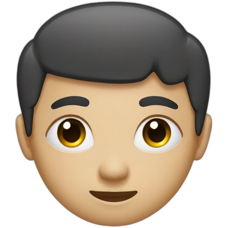 black round square head with no facial features except big white eyes with big black pupils emoji