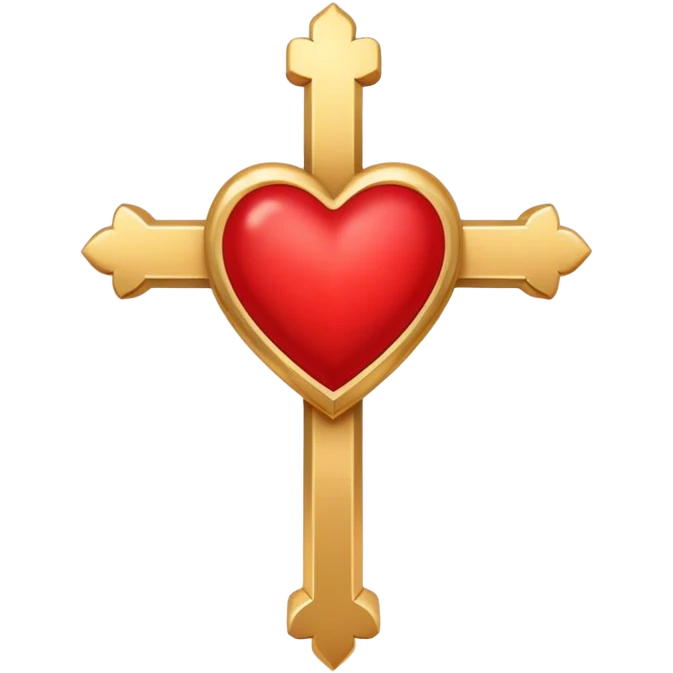 Two red  hearts connected by one simple gold cross  emoji
