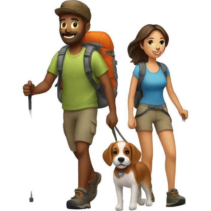 couple hiking with dog emoji