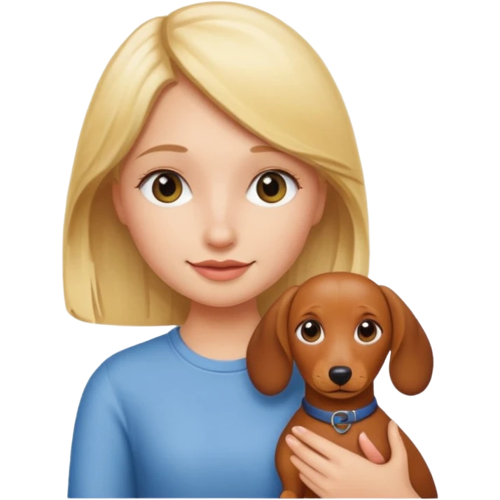 Blonde girl holding dachshund emoji sticker  emoji