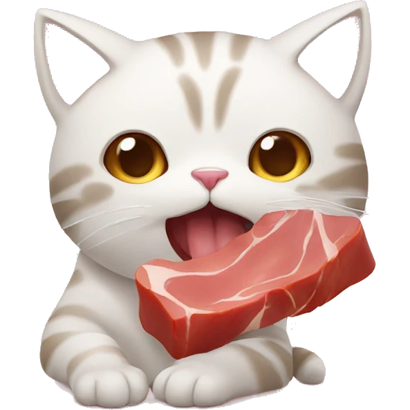 cute cat eating meat emoji