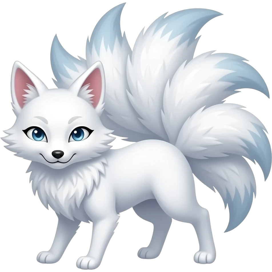 White kitsune nine tails making face expressions emoji