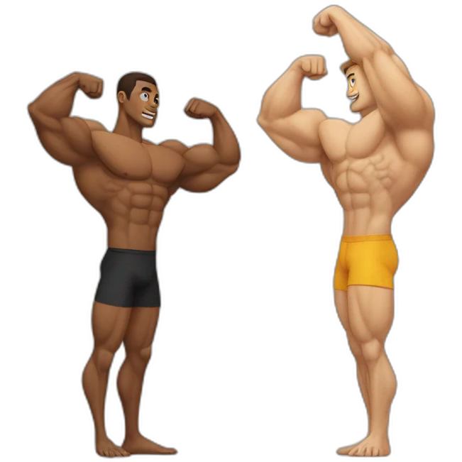 one muscular anm and one skinny arm emoji