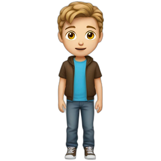 White kid boy brown hair emoji