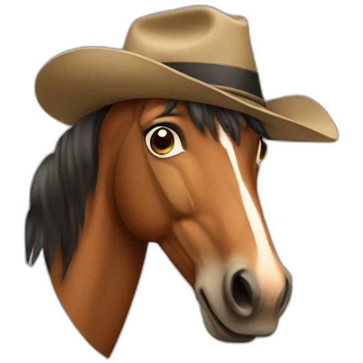 Confused horse with hat emoji