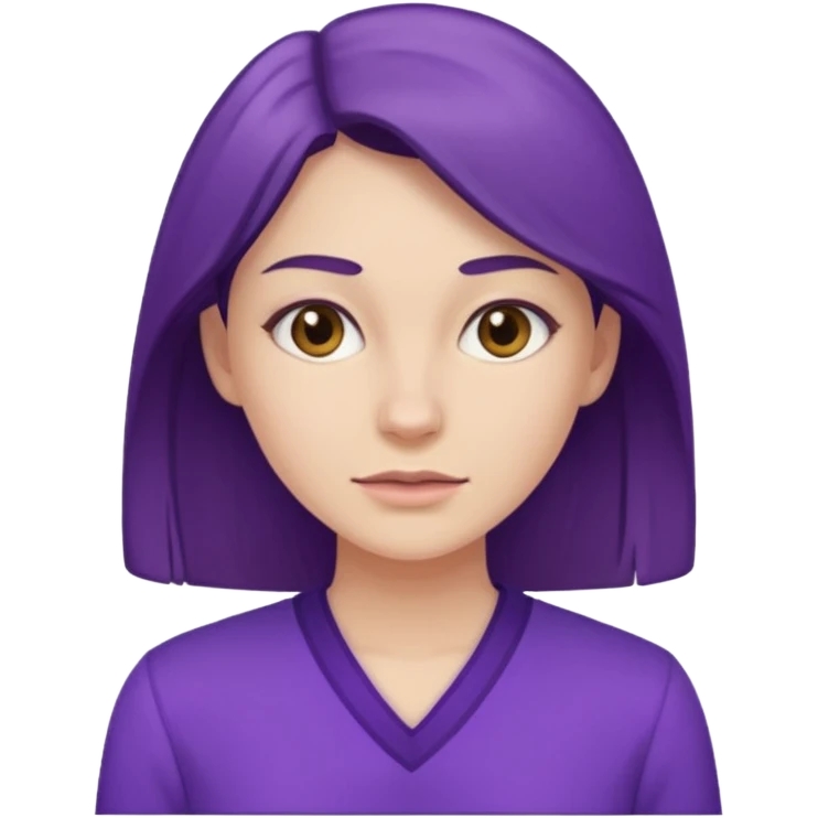 A young woman in 30s with purple clothes emoji