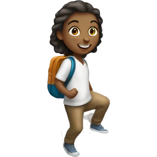 a white-skin student making a step downstairs emoji