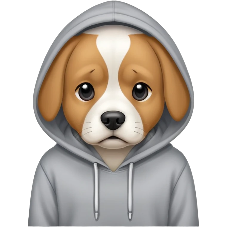 Sad dog wearing hoodie  emoji
