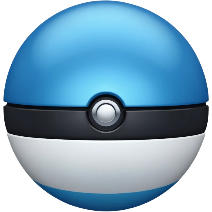blue pokeball emoji, top half is a more saturated blue, bottom half is white, black stripe, with a metallic sheen emoji