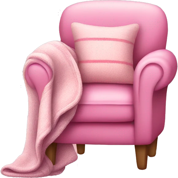 Pink cosy chair with blanket emoji