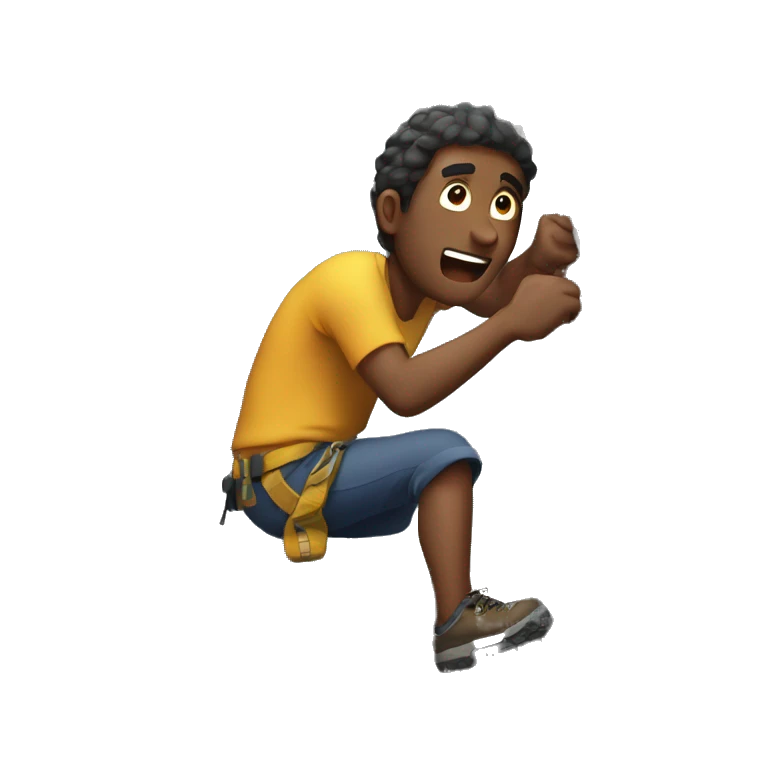person who is trying to climb a rocky mountain emoji