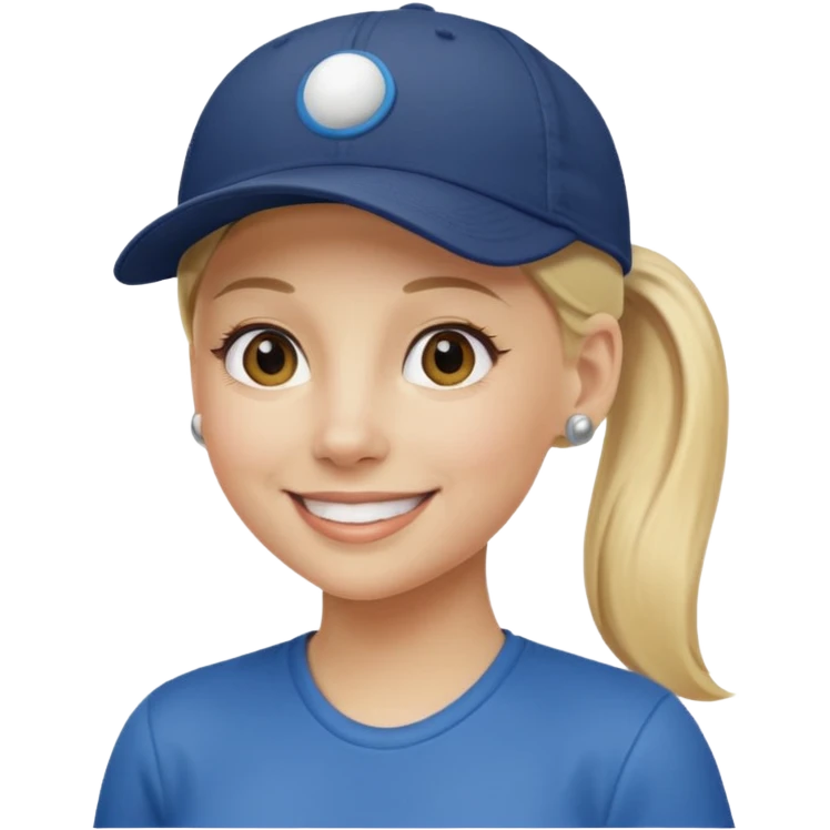 blond woman, pony tail, ball cap emoji