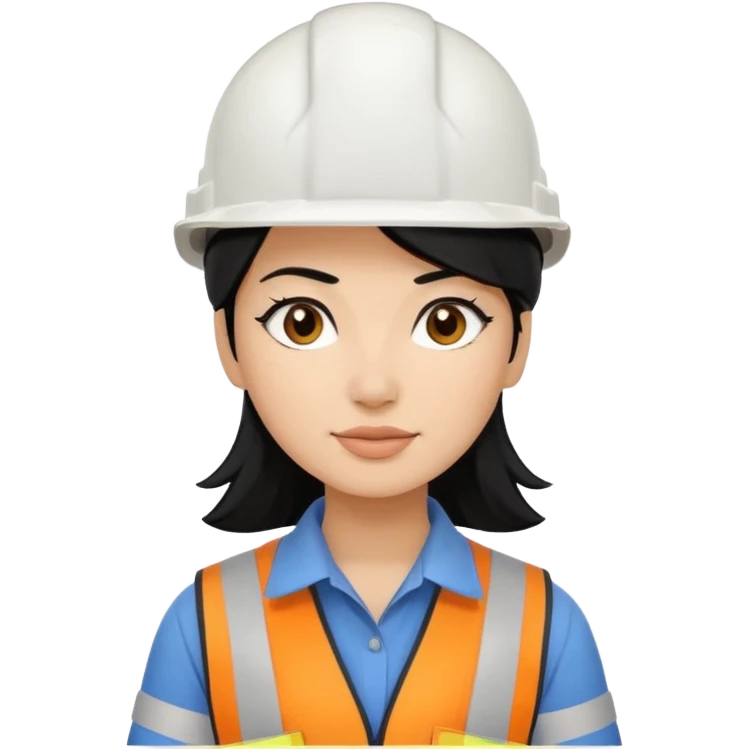 Constructora mujer con casco blanco y pelo negro  emoji