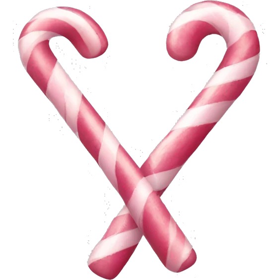 two dusty pink hearts with two candy canes crossed  emoji