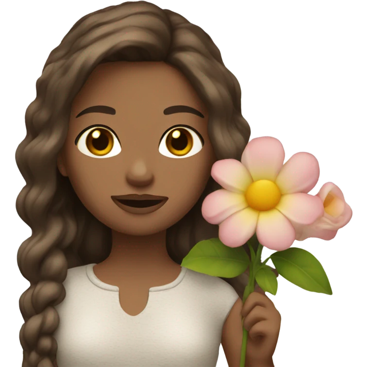 Brown hair model flower  emoji