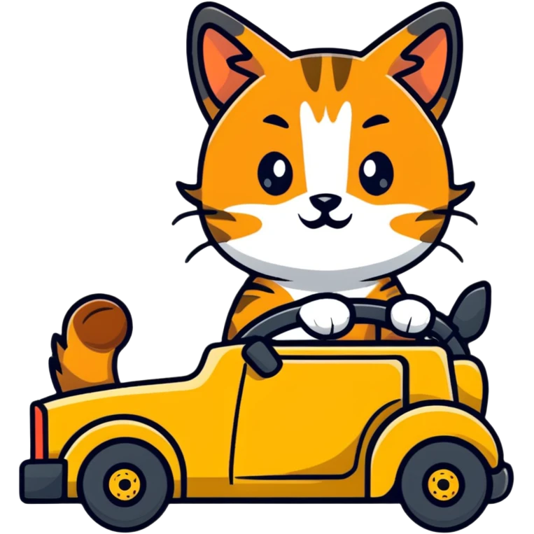 Bobcat kitten driving to work emoji