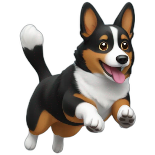 Black corgi jump emoji