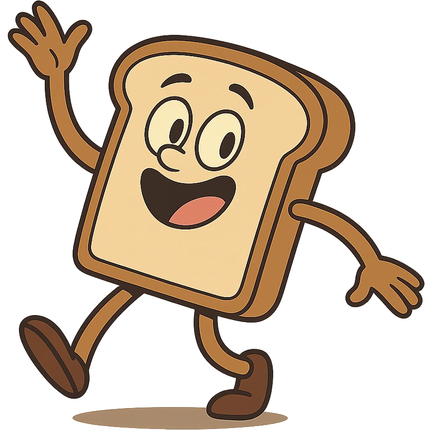dancing bread in flat toon style emoji