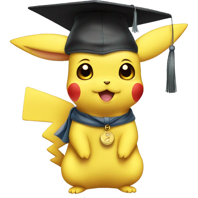 baby pikachu wearing graduation cap emoji