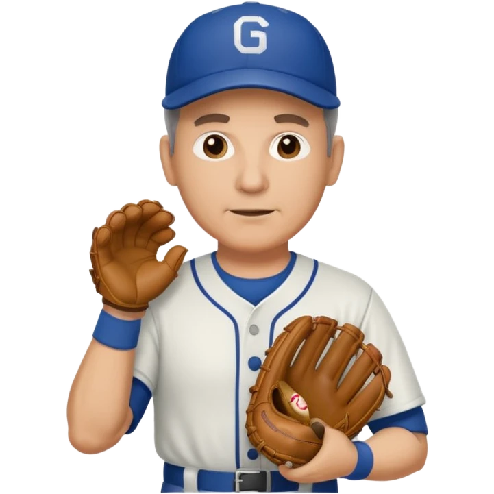 Middle aged Baseball Coach with whistle and a baseball glove emoji